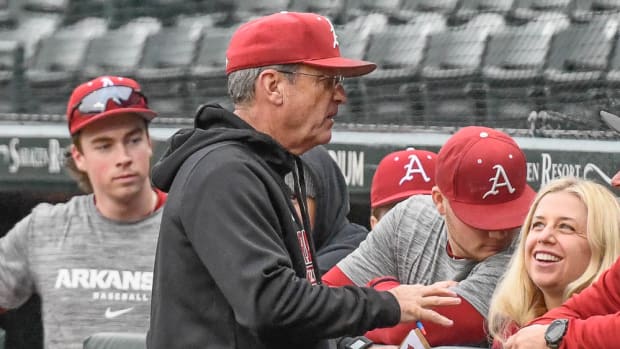 Razorbacks coach Dave Van Horn before scrimmage in January